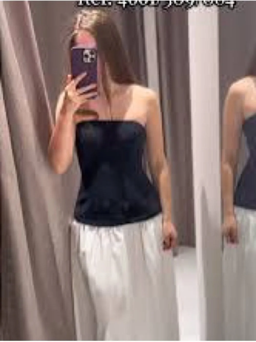 zara strapless poplin white and black dress Sz M - Picture 5 of 10